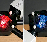 <p>Close-up: Near infra-red emitter unit (DUAL-E, upper right corner in each picture) and detector unit (DUAL-DB or DR, lower left corner in each picture) connected to a special optical unit for measurement of suspensions (ED-101US/MD).</p>