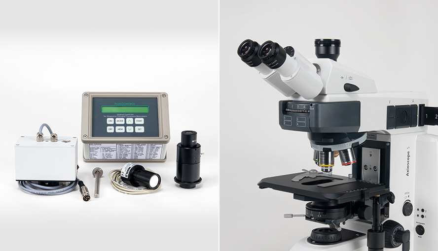 Zeiss Axioscope 5 epifluorecence version (right) and PAM parts for MICROSCOPY-PAM (left side)