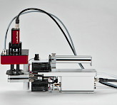 IMAGING-PAM MINI-Head connected with snap-on mount (Adapter IMAG-MIN/GFS) to the Standard Measuring Head 3010-S