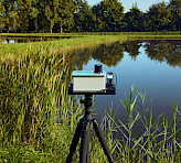 WATER-PAM-II phytoplankton fluorometer mounted on tripod for field-based water quality monitoring