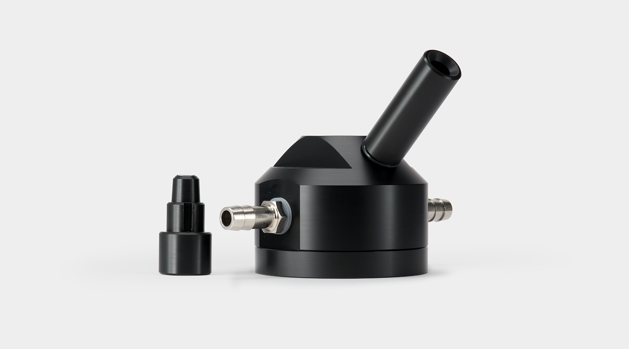 KS-2500 suspension cuvette with chamber, fiber optics port, injection port, and water-bath connector