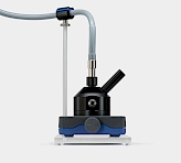 Modified magnetic stirrer plate holding the KS-2500 suspension cuvette, with stand bar for mounting fiber optics above the cuvette