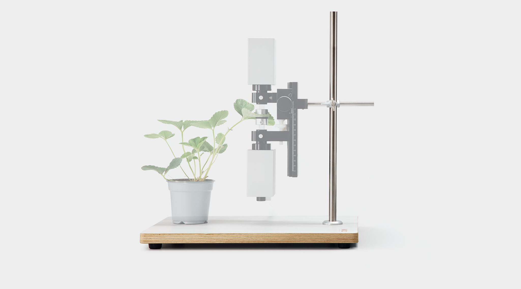 Laboratory stand with wooden base plate