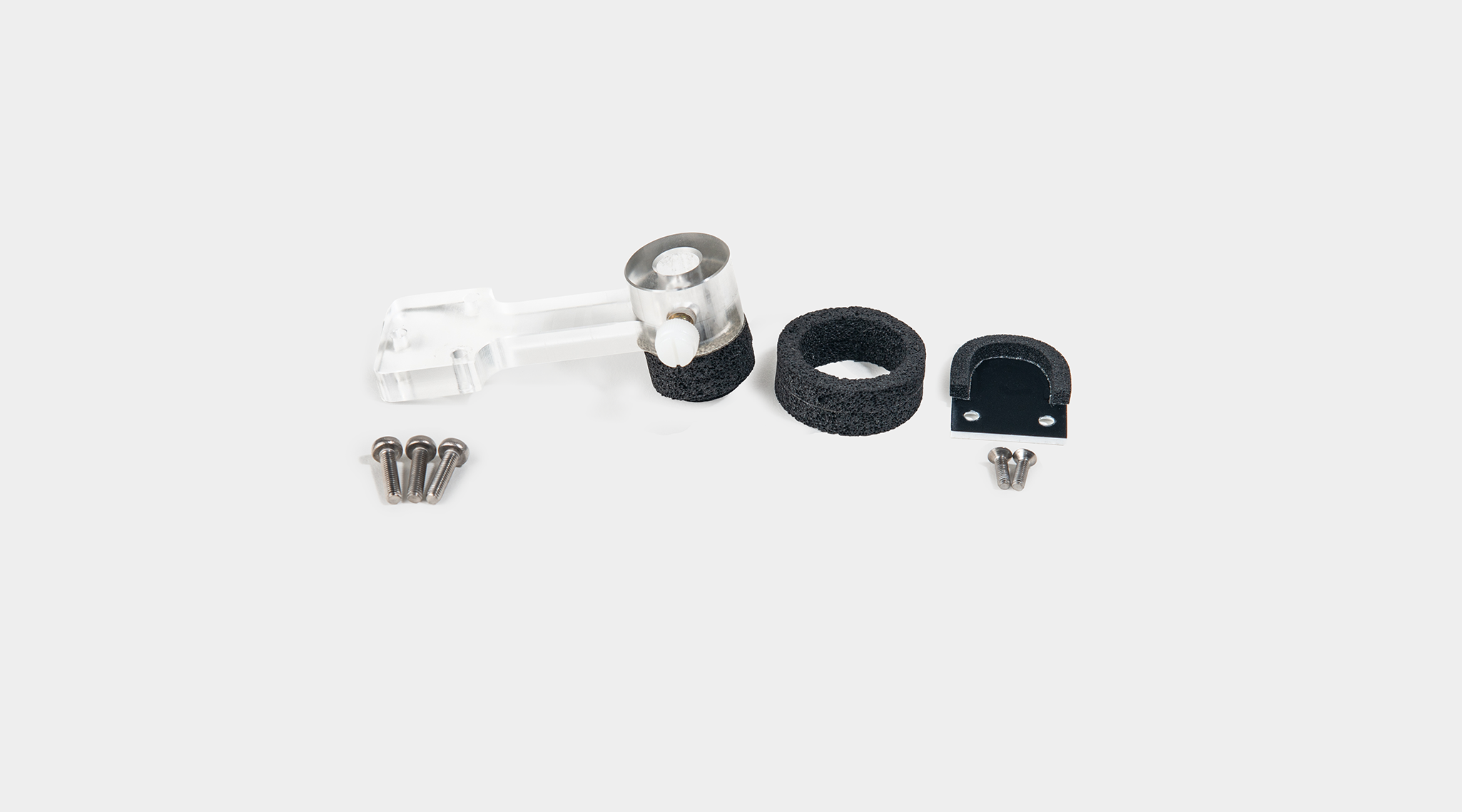shielding kit of foam light seal, stainless steel fiberoptic mount and grey cable for ambient light exclusion
