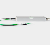 slim aluminium mini quantum and temperature sensor housing with green and black lead wires, miniature sensor element and grey M12 connector cable for use with 2060-B Arabidopsis Leaf Clip or 2060-A Fiberoptics Holder