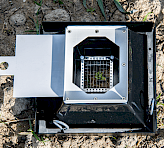 Dark Acclimation Box. View of the inside with Nylon net to keep larger plants in the focal range of the camera.