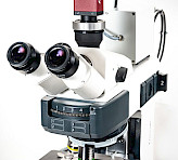 Detail of M-Series MICROSCOPY version with IMAG-K6 camera and IMAG‐RBG lamp on a Zeiss Axioscope 5 microscope.