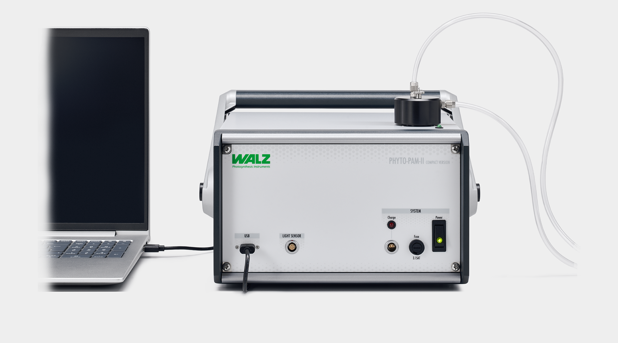 PHYTO-PAM-II COMPACT version with Flow-Through Cuvette and pump for automated measurements of mixed algae samples.